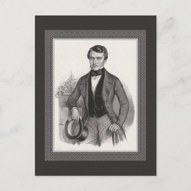 Postal Buen Biedermeier Caballero Elegante Vintage (Anverso)