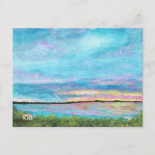 Postal Buen Día Paisaje Art Seashore Beach Sunrise