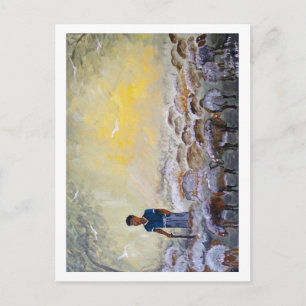 Postal Buen Pastor de Israel, reproducción de pintura.