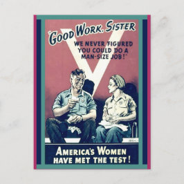 Postal "Buen trabajo, hermana", poderosa copia femenina