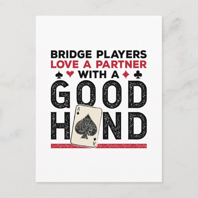 Postal Buena mano de Funny Bridge Player Partner (Anverso)