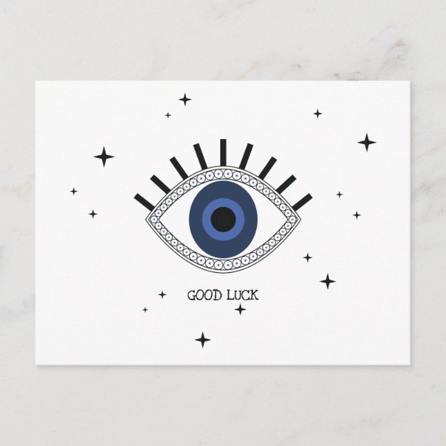 Postal Buena suerte azul ojo talisman tradición griega (Anverso)