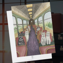 Buena Suerte Feliz Viaje regalo Gatos en un Tren
