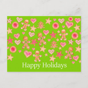 Postal Buenas fiestas galletas del pan de jengibre de la