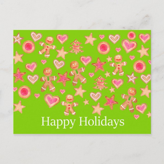 Postal Buenas fiestas galletas del pan de jengibre de la (Anverso)
