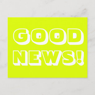 Postal Buenas Noticias chartreuse blanco tipografía moder