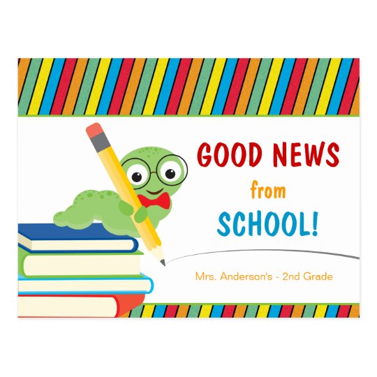 Postal Buenas noticias de la escuela con el ratón de