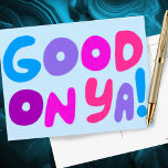 Postal BUENO EN YA BIBLIOTECAS Pink Blue Purple Bright<br><div class="desc">¡La mano te hizo la tarjeta! Personalizar con tu propio texto o cambia los colores. Revisa mi tienda por muchos más colores y diseños o hazme saber si quieres algo personalizado!</div>