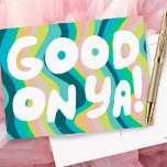 Postal BUENO EN YA BIBLIOTECAS Tiras verdes rosadas<br><div class="desc">Mira este dulce y colorido arte,  hecho a mano por ti! No dudes en añadir tu propio texto o cambiar los colores. ¡Visita mi tienda para más o hazme saber si quieres algo personalizado!</div>