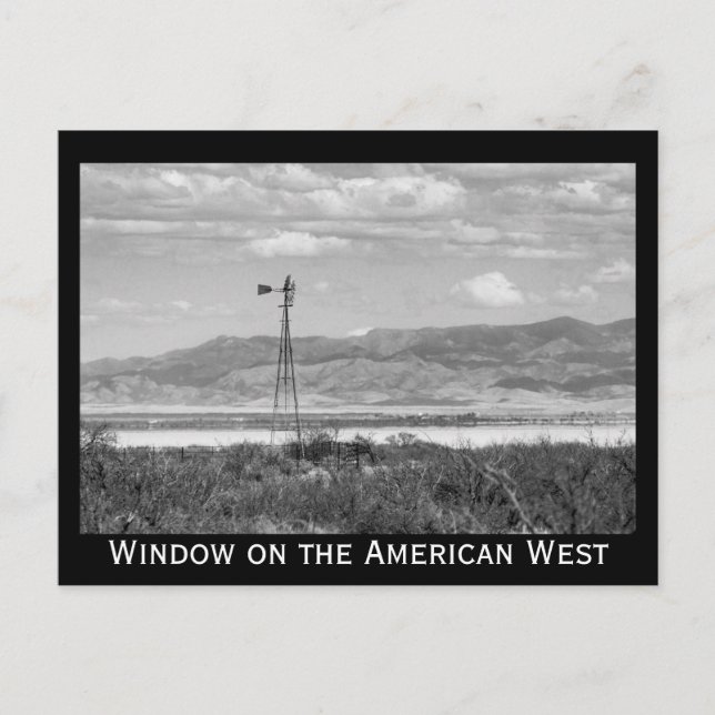 Postal Bueno Molino de viento de bajo desierto negro y bl (Anverso)