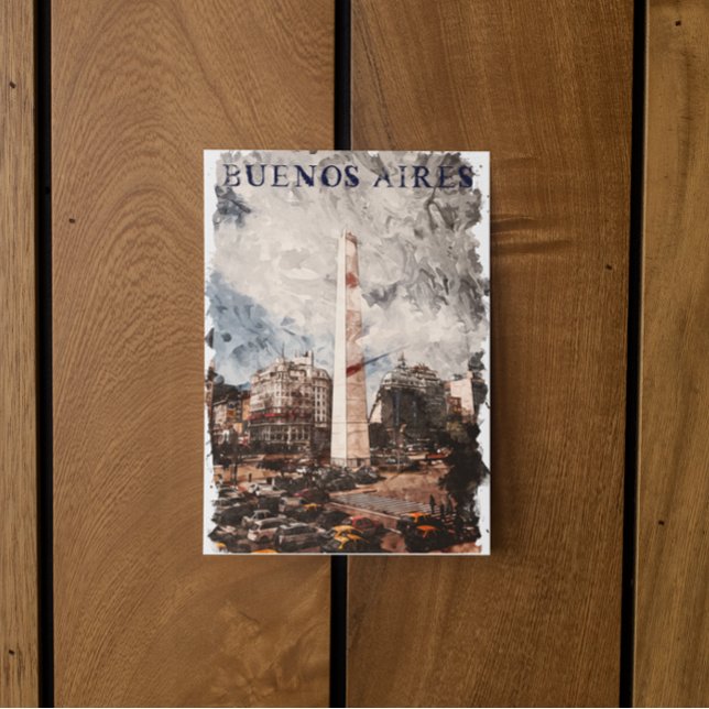 Postal Buenos Aires Argentina Skyline Watercolor (buenos aires south america argentina postcard)