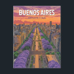 Postal Buenos Aires Argentina Viaje de arte<br><div class="desc">Diseño de viajes vectoriales retro de Buenos Aires. Buenos Aires,  la vibrante capital de Argentina,  es conocida por su arquitectura de inspiración europea,  su rica cultura del tango y su cocina de primera.</div>
