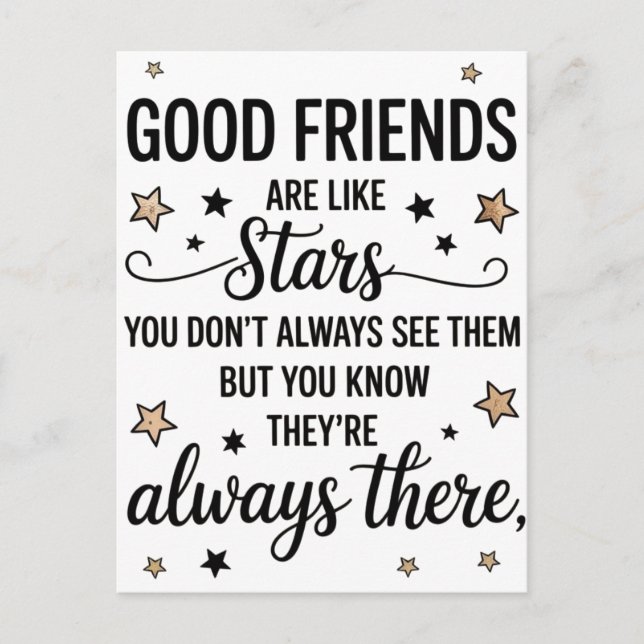 Postal Buenos amigos son como estrellas Frase Inspiradora (Anverso)