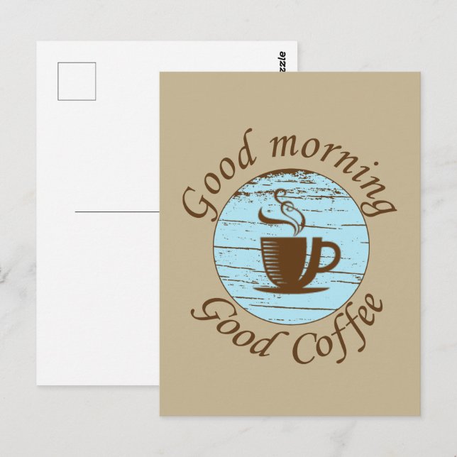 Postal Buenos días citas divertidas de bebedores de café (Anverso / Reverso)