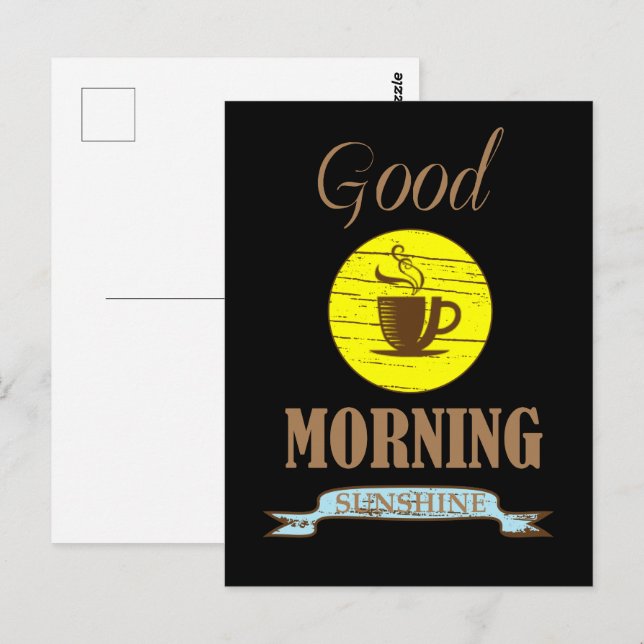 Postal Buenos días citas divertidas para bebedores de caf (Anverso / Reverso)