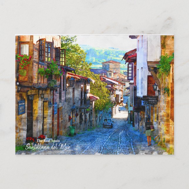 Postal Buenos días en Santillana del Mar - El verdadero P (Anverso)