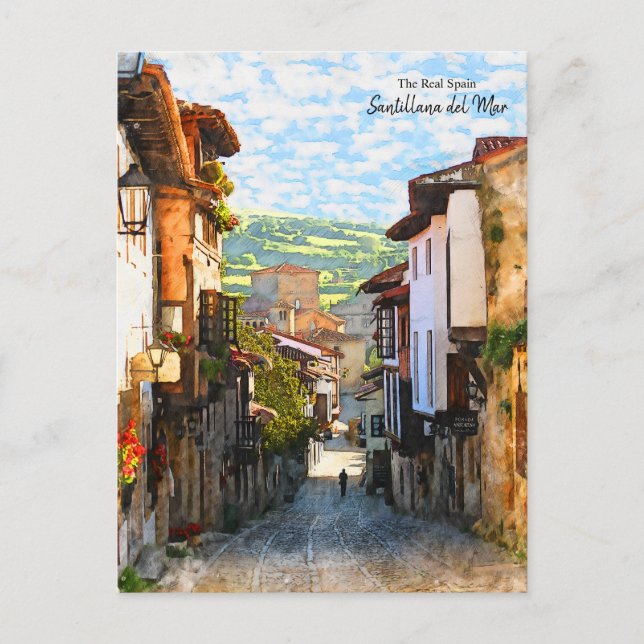 Postal Buenos días en Santillana del Mar - La verdadera E (Anverso)