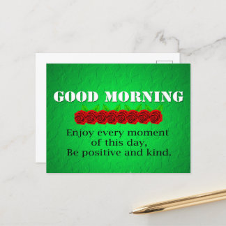 Postal Buenos días Flores Rojas Positividad Cita