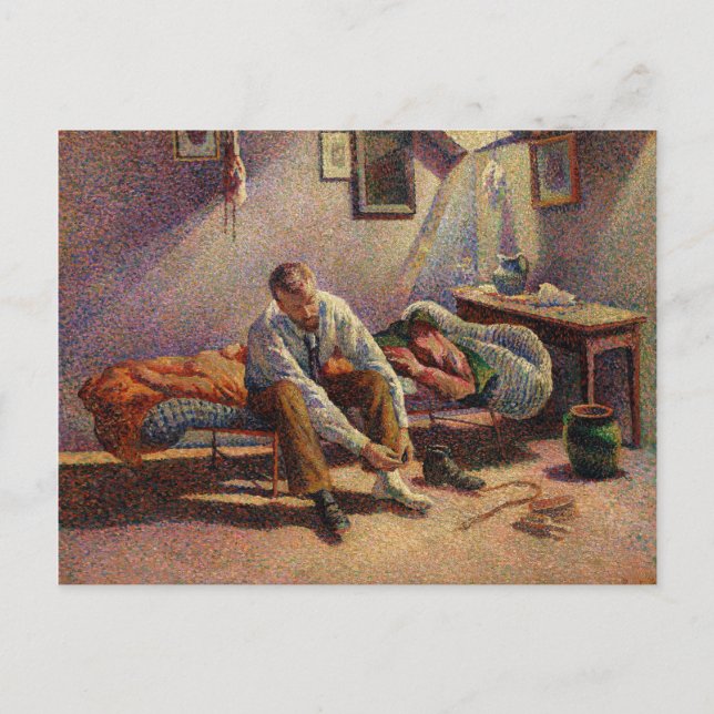 Postal Buenos días, interior de Maximilien Luce en 1890 (Anverso)
