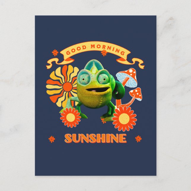 Postal Buenos días Sunshine Funny Chameleon (Anverso)