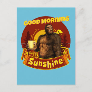 Postal Buenos días Sunshine Funny Coffee de pie grande