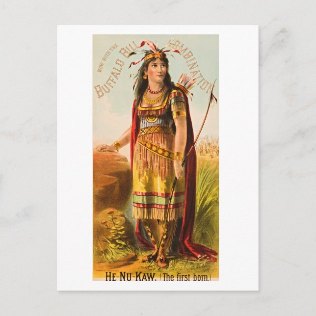 Postal Bufalo Bill Handsomest Indian Maiden de los años 1 (Anverso)