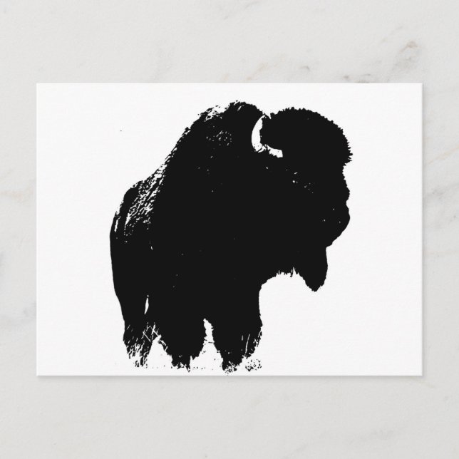 Postal Búfalo de Bison Black & White Pop Art (Anverso)