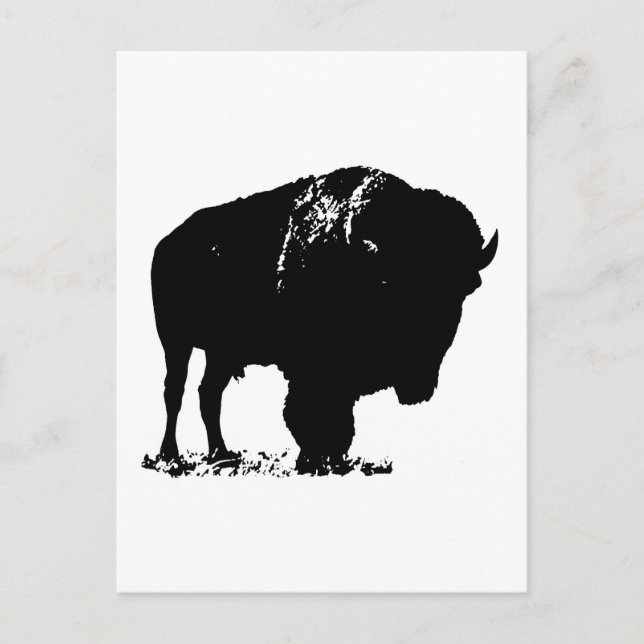 Postal Búfalo de Bison Black & White Pop Art (Anverso)
