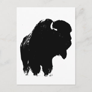 Postal Búfalo de pop Art Bison Silhouette