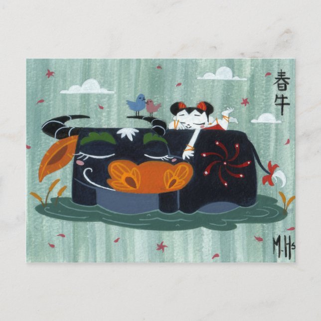 Postal Búfalo de primavera (Anverso)