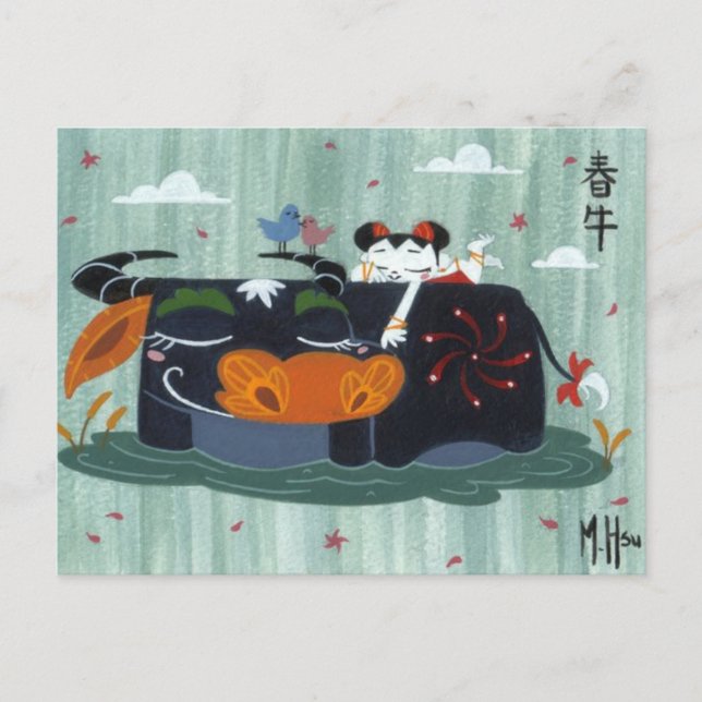 Postal Búfalo de primavera (Anverso)