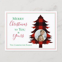 Postal Búfalo fotográfico Comprobar árbol de navidad verd