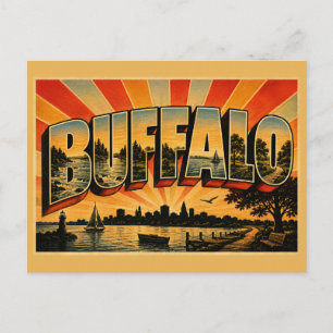 Postal Búfalo Nueva York Río Niágara Lago Erie Arte