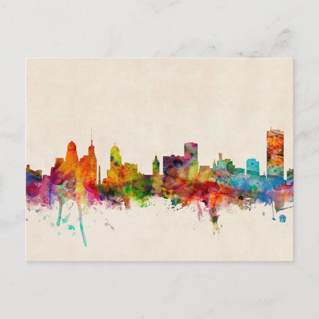 Postal Búfalo Nueva York Skyline Cityscape (Anverso)