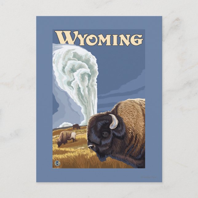 Postal Búfalo por Poster de Viajes de Viejo Fe (Anverso)