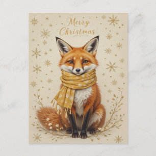 Postal Bufanda de zorro de invierno adorable Navidad