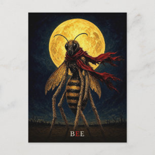 Postal Bufanda Roja Abeja gótico Surrealista