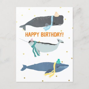 Postal Bufandas De Ballena Lindas Cumpleaños De Niños De 