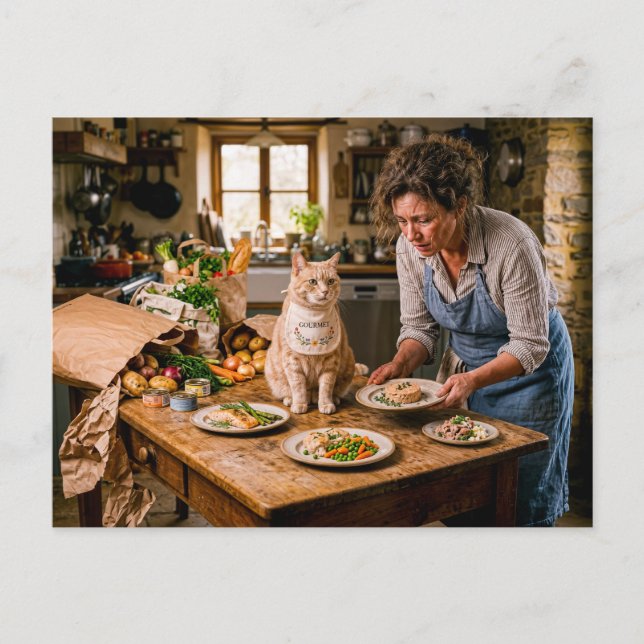 Postal Bufet Gourmet para Gato Mimado (Anverso)