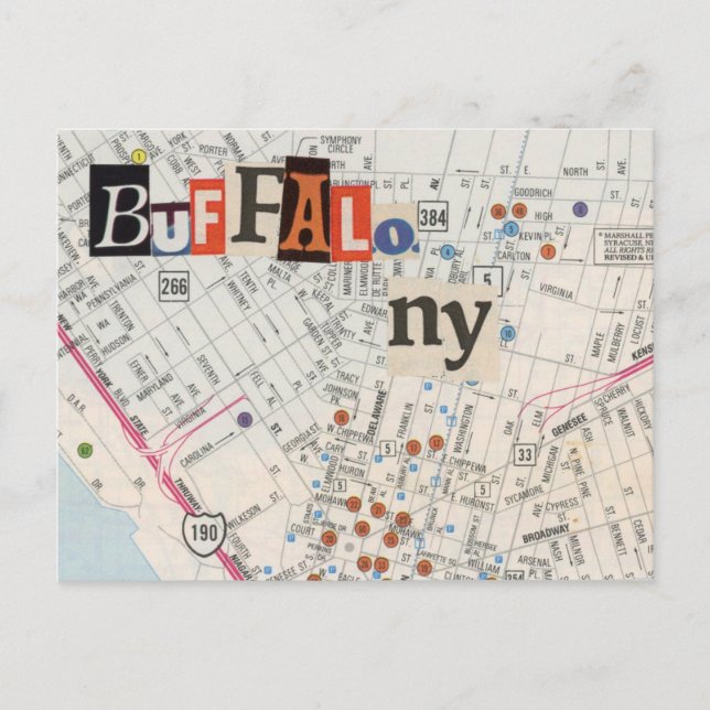 Postal Buffalo NY Maps Collage Postcard 35 (Anverso)