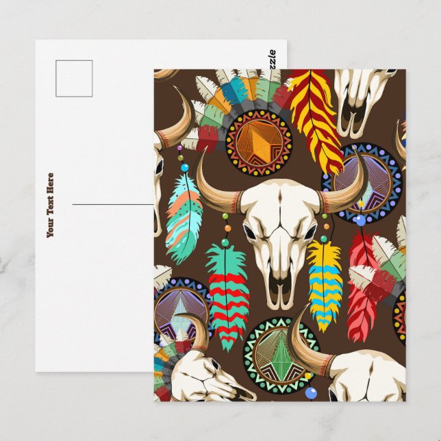 Postal Buffalo Skull Native American Emblem (Anverso / Reverso)