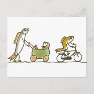 Postal Buggy de pescado y bicicleta
