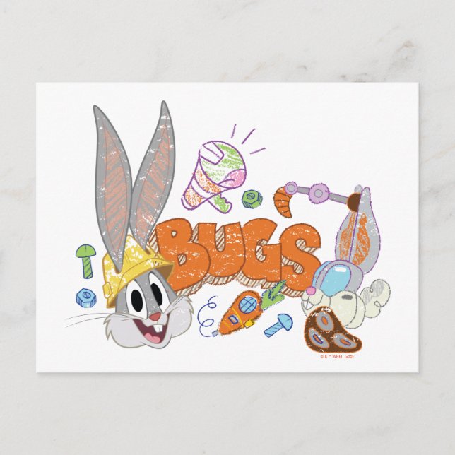 Postal BUGS BUNNY BUILDERS™| Arte esquemático de BUGS BUN (Anverso)
