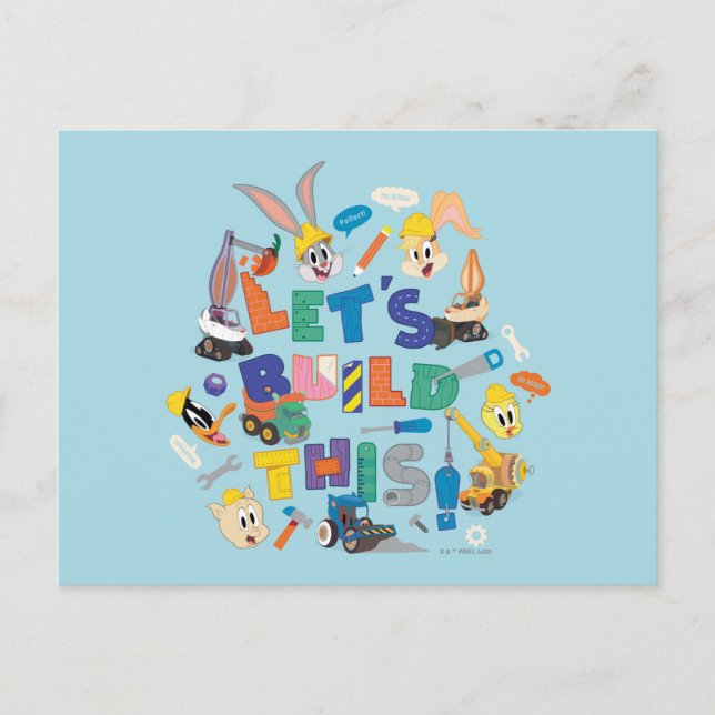 Postal BUGS BUNNY BUILDERS™| Collage "Construyamos Esto" (Anverso)