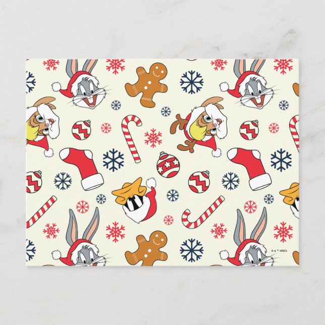 Postal BUGS BUNNY™, DAFFY DUCK™ y Patrón Navideño de Lola (Anverso)