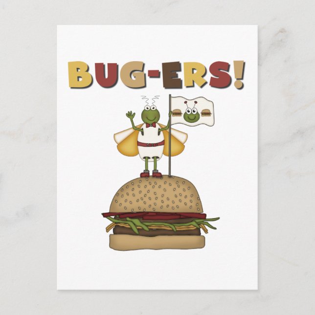 Postal Bugs y hamburguesas camisetas y regalos (Anverso)