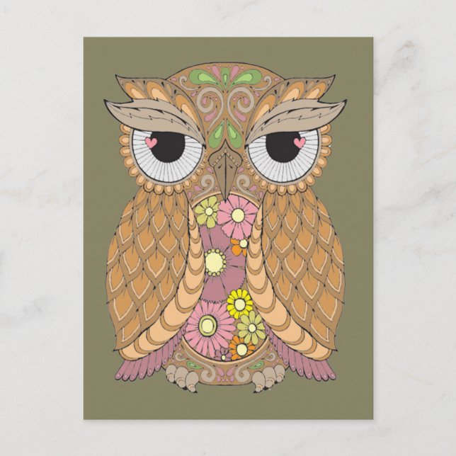 Postal Búho 1 (Anverso)