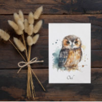 Búho Adorable de Acuarela, personalizado