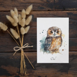 Postal Búho Adorable de Acuarela, personalizado