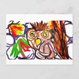 Postal Búho alegría otoñal
